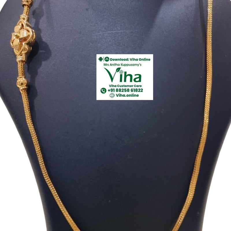 Impon Mugappu Chain with a woven design and ornamental pendant element