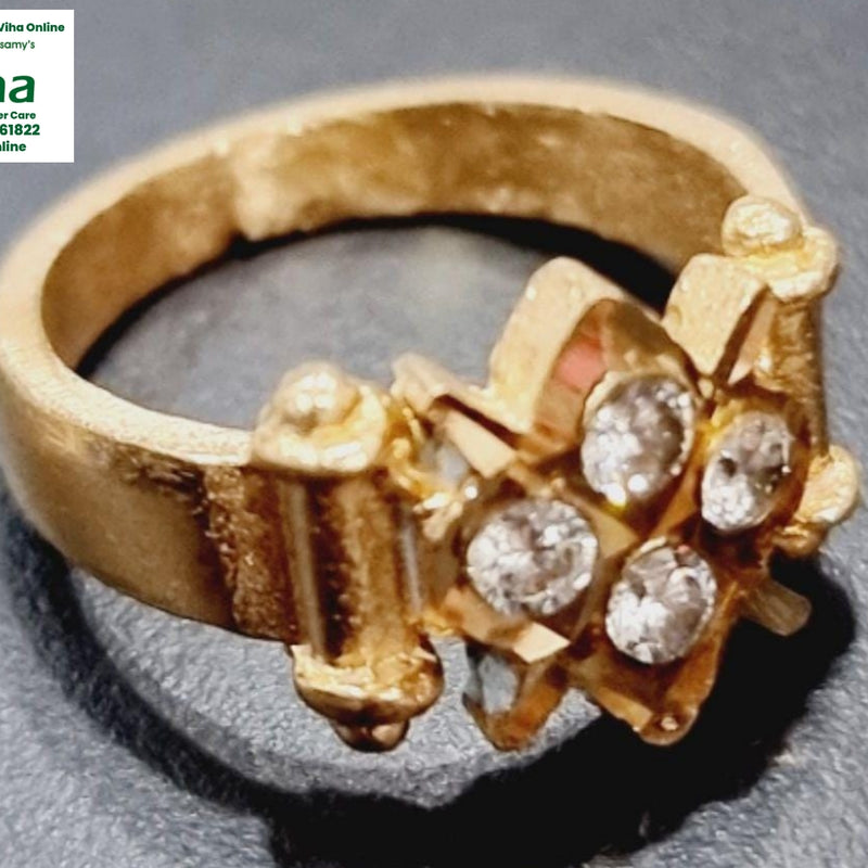 Impon Ring, ornate central cluster with four translucent stones