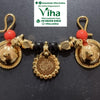 Impon Thali Set with hanging central pendant, red beads and black beads