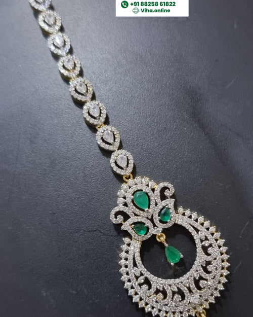 Premium Quality Tikka | Nethi Chutti, elongated chain with a circular pendant