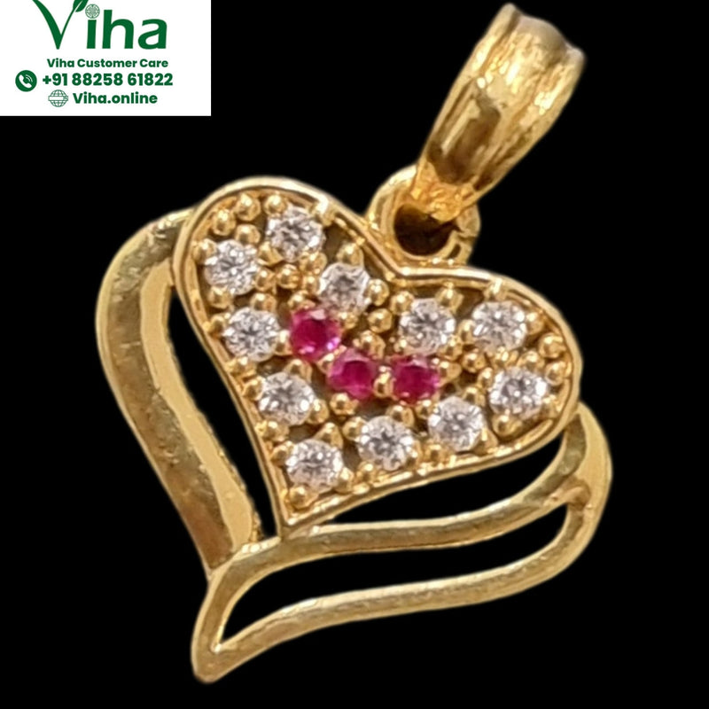 Impon Pendant in a double heart shape with clear stones and three pink stones