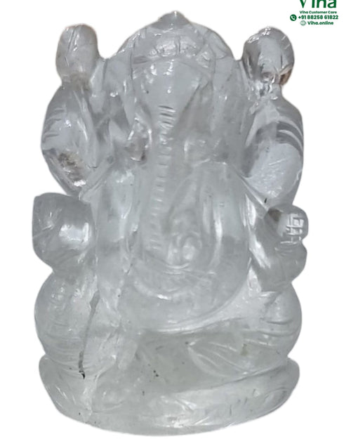 Clear Quartz Ganesha figure with elephant head and curved trunk