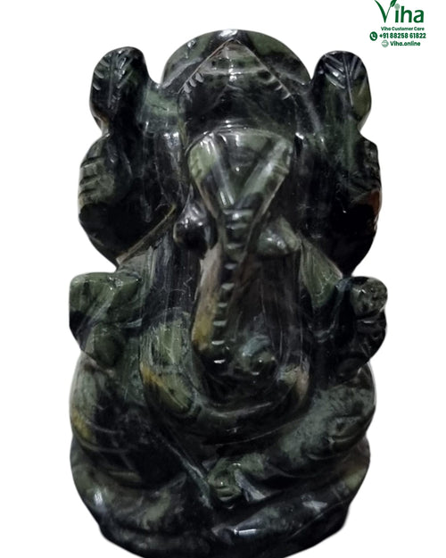 Kambaba Jasper Ganesha, curved trunk and large ears