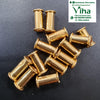 Impon Thali Nanal Kuzhai, loose gold-toned tube beads scattered on a dark surface