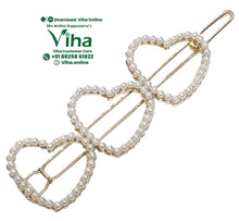 White Beads Heart Hair Clip