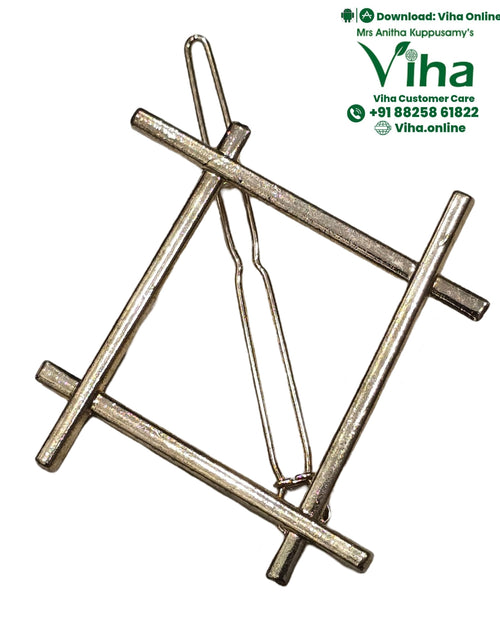 Square Shape Hair Clip, a gold-toned metallic square-shaped hair accessory with four overlapping rods and a central slide clip