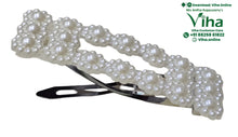 White Beads Floral Hair Clip