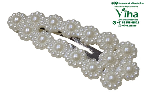 White Beads Hair Clip