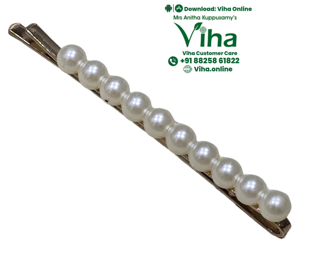 White Bead Hair Clip