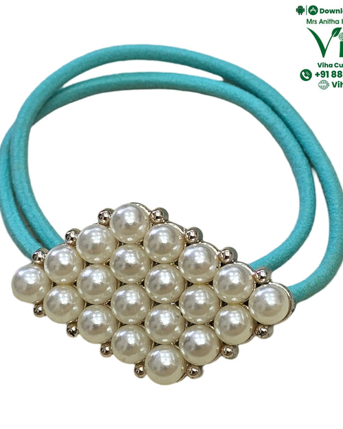 Hair Band with White Beads, cluster of white beads