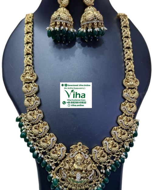 Antique Haram Set, peacock motifs and dangling green beads