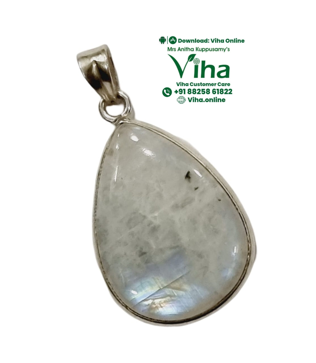 Natural Moon Stone Pendant - Silver