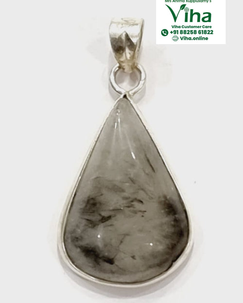 Black Rutile Silver Pendant with internal dark inclusions