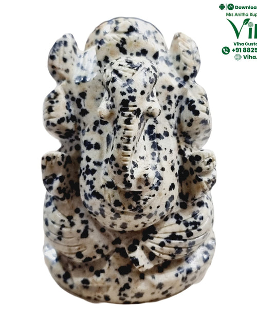 Dalmation Jasper Ganesha, carved trunk and multiple arms