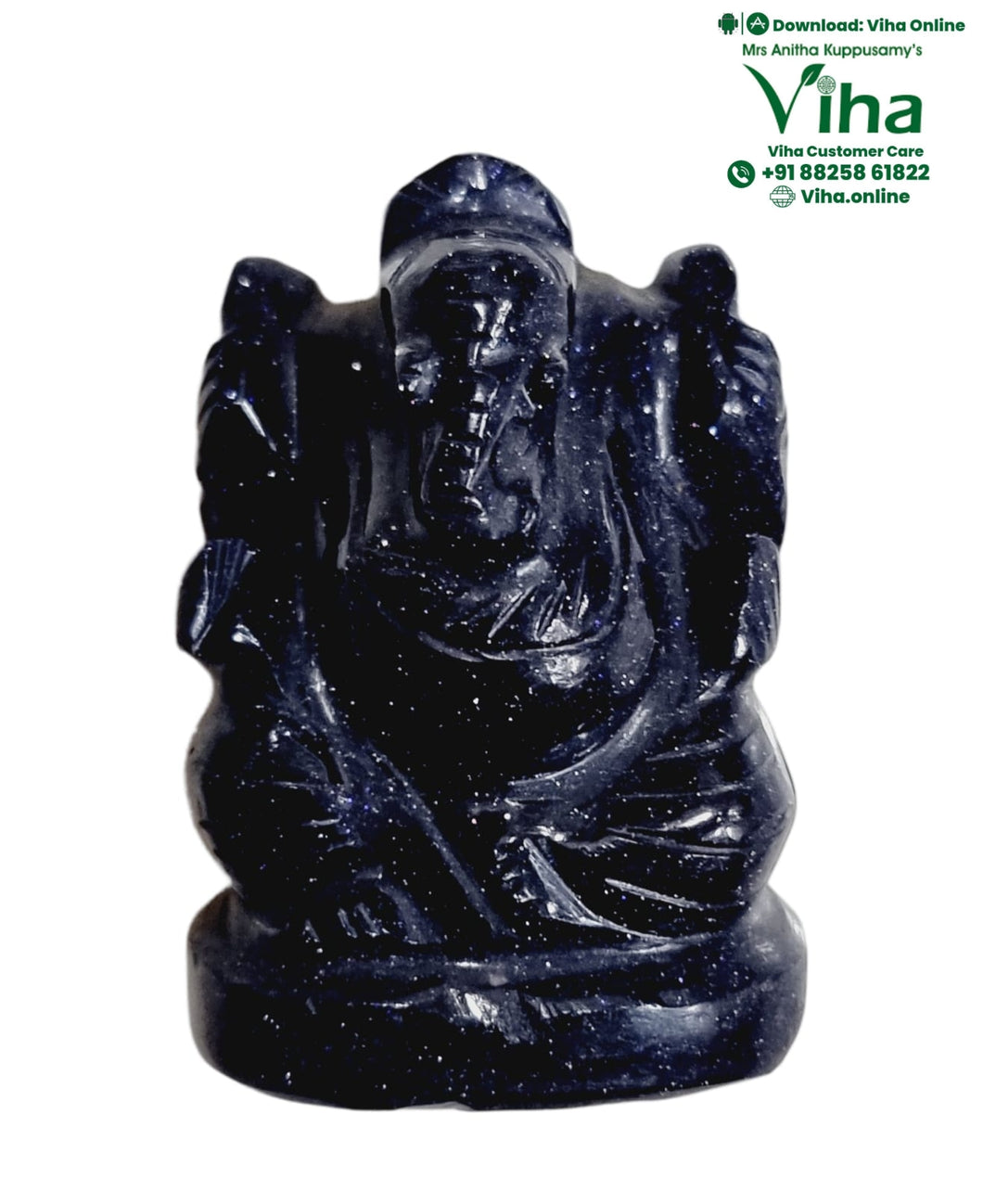 Blue Gold Stone Ganesha