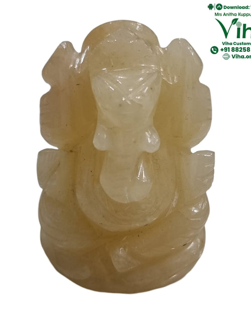 Yellow Aventurine Ganesha with carved facial features
