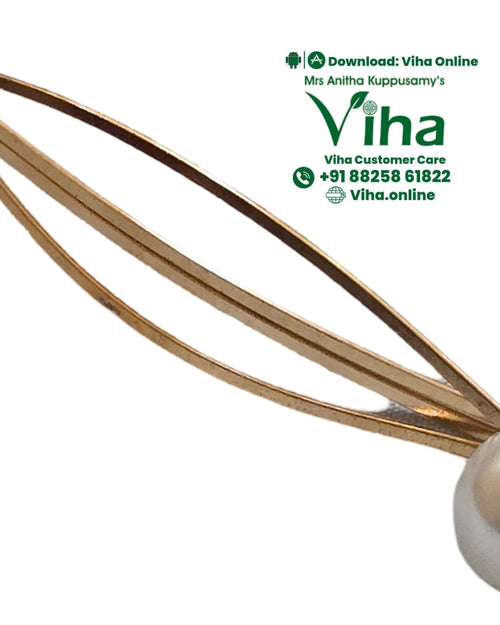 White Bead Hair Clip, a glossy gold-toned metal clip with one round white bead at the end