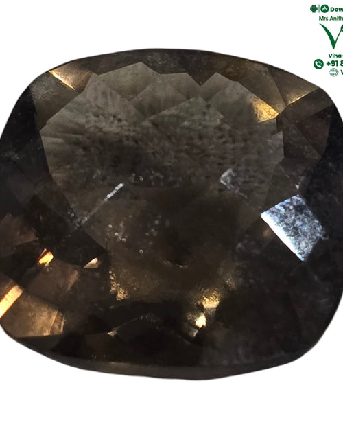 Smoky Quartz Stone, dark brown cushion cut with faceted surface