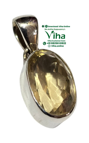 Citrine Pendant Silver - Oval Cut