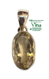 Citrine Pendant Silver - Oval Cut