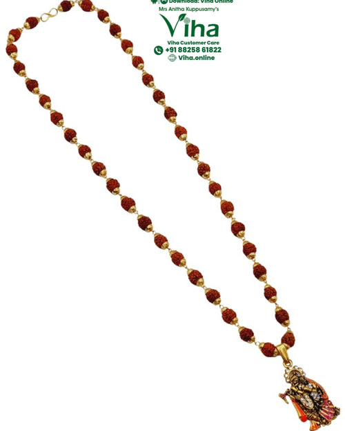 Rudraksh Radha Krishna Pendant Mala with ornate pendant and figure
