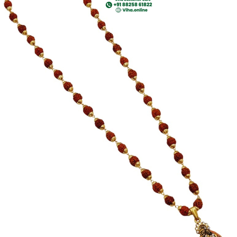 Rudraksh Radha Krishna Pendant Mala with ornate pendant and figure