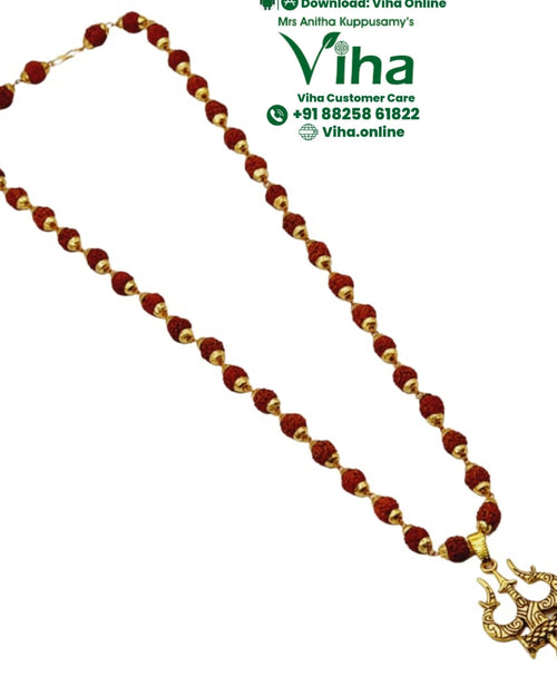 Rudraksh Mala with Trishool Pendant and trident-shaped pendant
