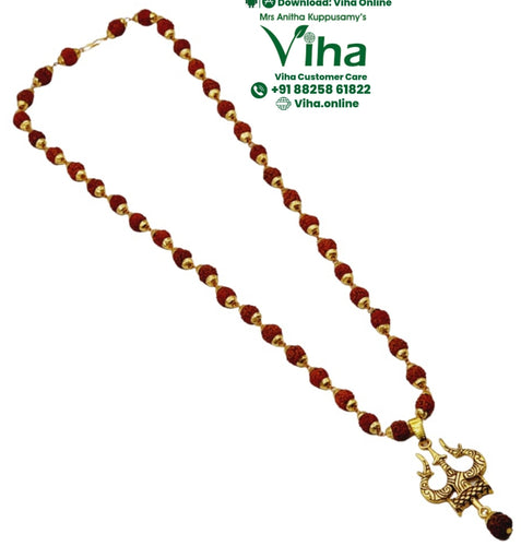 Rudraksh Mala with Trishool Pendant