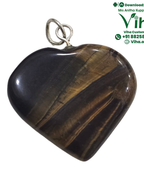 Tiger Eye Heart Pendant, heart with striped pattern