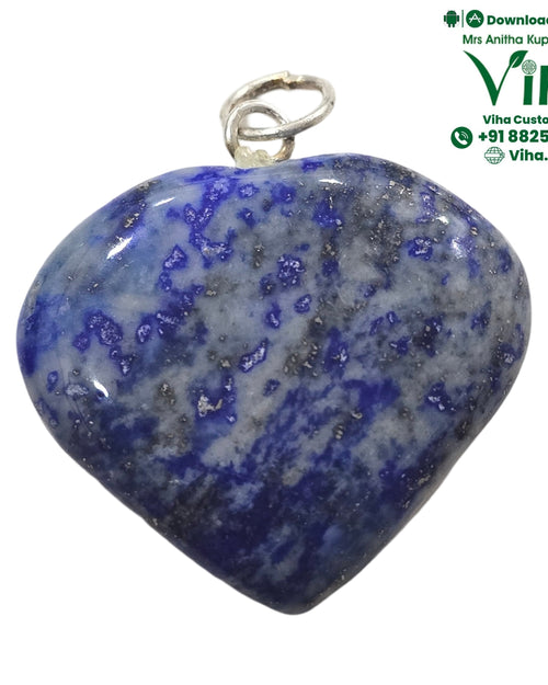 Lapis Lazuli Heart Pendant with mottled texture