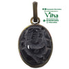 Black Agate Ganesha Pendant with carved stone inlay