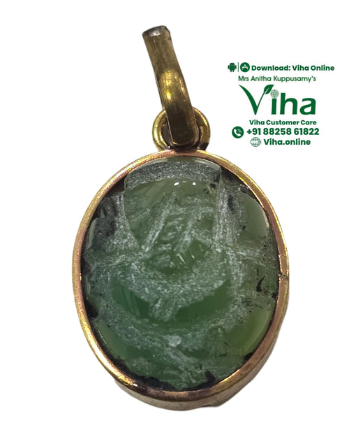 Natural Green Aventurine Stone Ganesha Pendant with carved surface