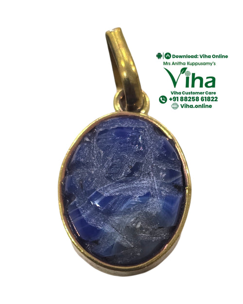 Natural Lapis Lazuli Stone Ganesha Pendant with faceted blue stone surface