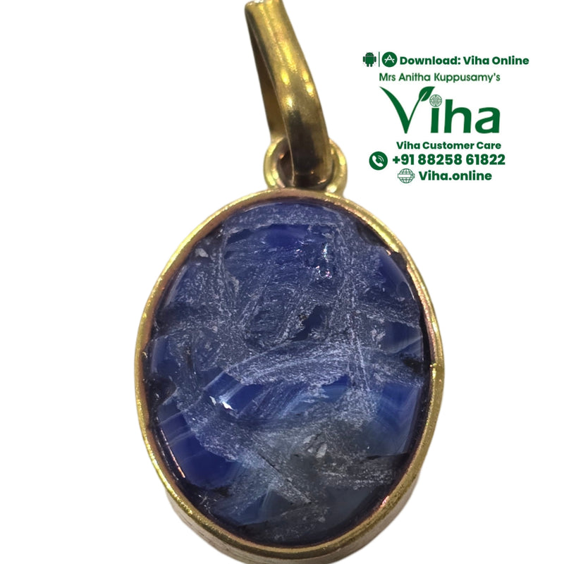 Natural Lapis Lazuli Stone Ganesha Pendant with faceted blue stone surface