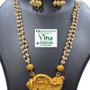 White Beads Chain Set, large central pendant with bird motif
