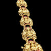 Women's Gajra, a gold-toned linked ornament featuring nine ornate circular motifs, inset with red and green stones, ending in a dangling round jhumka