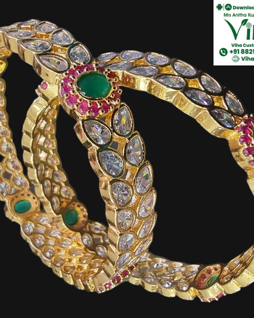 Stone Bangles with teardrop-shaped white stones