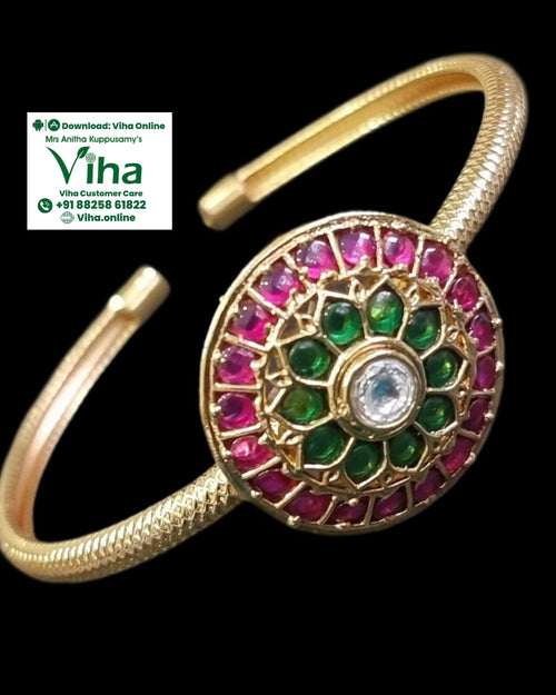 Premium Quality Bracelet with a circular centerpiece and textured band