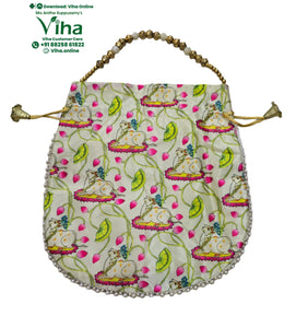 Satin Cow Potli Bag | Pouch