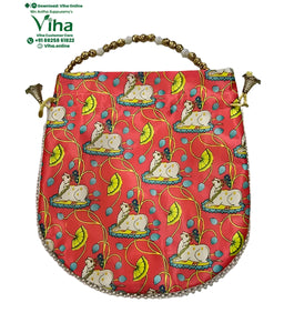 Satin Cow Potli Bag | Pouch