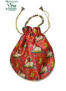 Satin Cow Potli Bag | Pouch