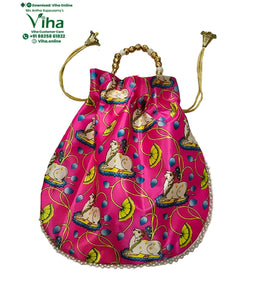 Satin Cow Potli Bag | Pouch