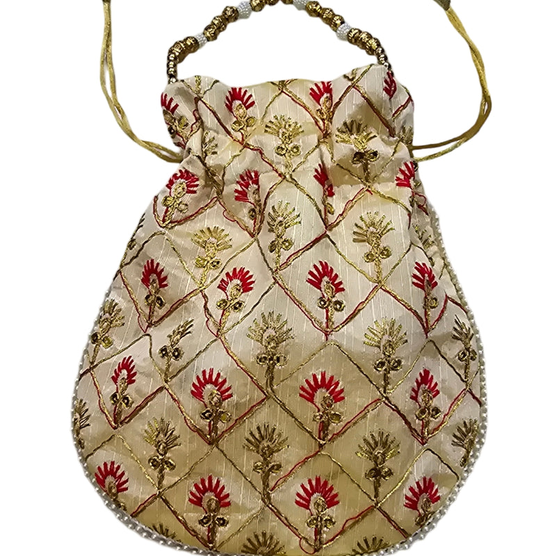 Designer Potli Bag | Pouch with a gathered top and drawstring closure