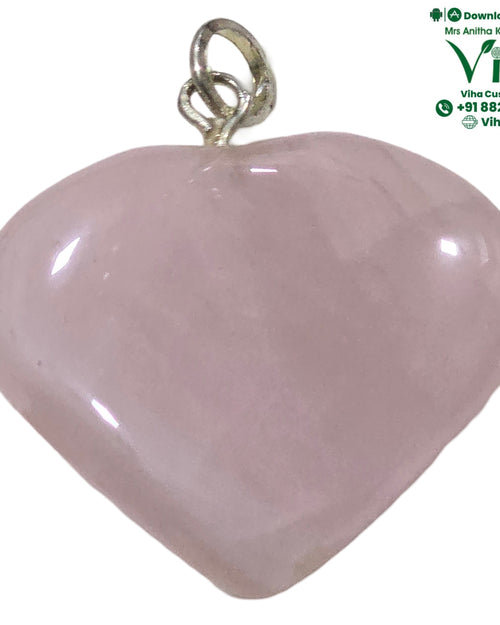 Rose Quartz Heart Pendant with metal bail at the top