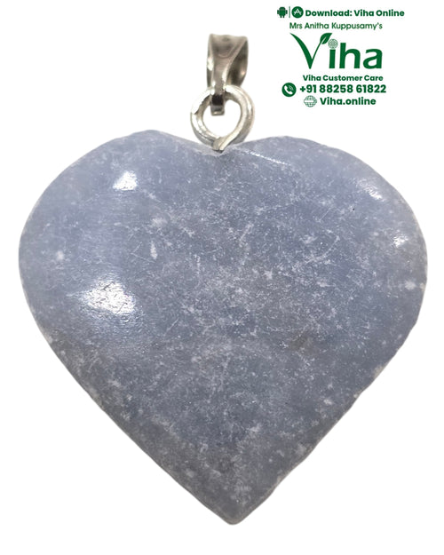 Angelite Heart Pendant with mottled texture