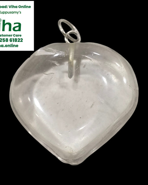 Clear Quartz Crystal Heart Pendant with internal inclusions