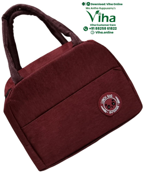 Thermal Lunch Bag, maroon rectangular pouch with two top carrying handles