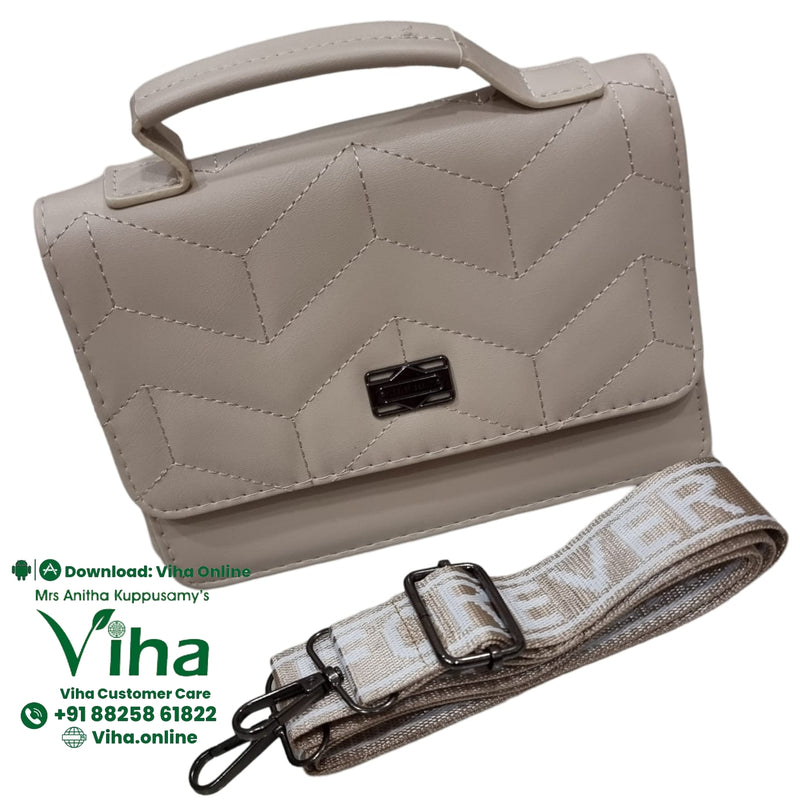 Stylish Ladies Sling Bag with flap closure and chevron stitching