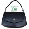 Beautiful Handbag For Ladies, black handbag with a braided handle and a metallic logo