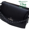 Beautiful Handbag For Ladies, a black shoulder bag with smooth matte finish, silver-toned hardware, and a braided strap